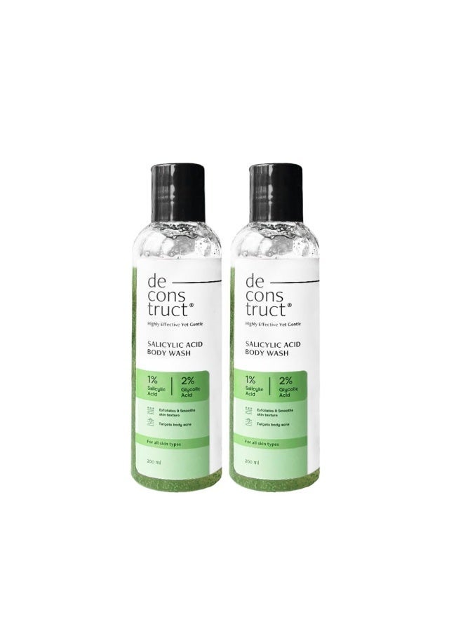 Deconstruct 1% Salicylic Acid Body Wash with 2% Glycolic Acid | Prevents Body Acne, Rough & Bumpy skin | Deeply cleanses skin | Shower gel for Women & Men- 200ml (Pack of 2) - Image 1